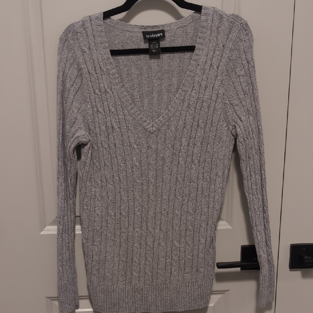 Lane Bryant Gray Cable Knit Sweater